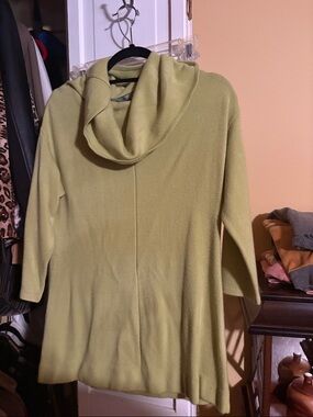 Women's Cowl Neck Sweater Tunic in Olive Green